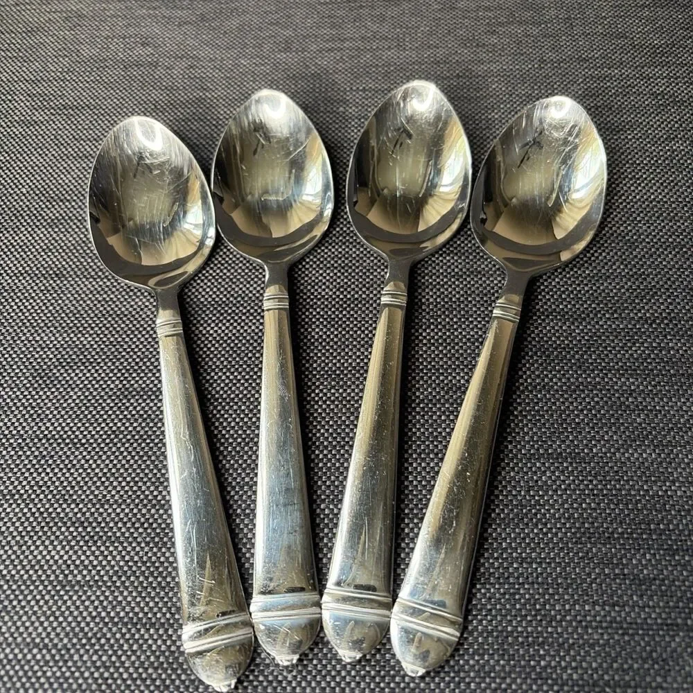 Towle Silver Copenhagen Set of 4 OVAL SOUP SPOONS 18/10 Stainless Flatware